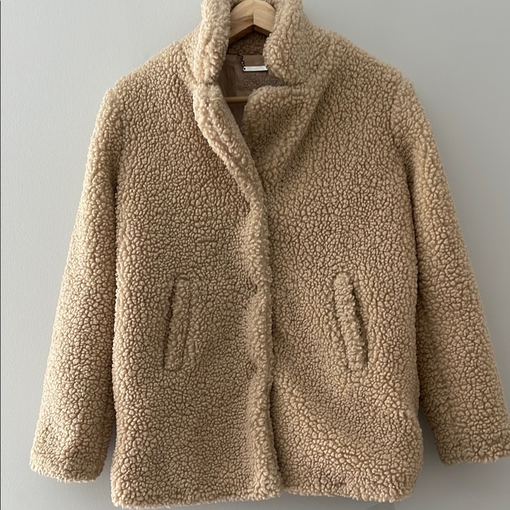 Jou Jou Tan Teddy Jacket Plush Cozy Outerwear